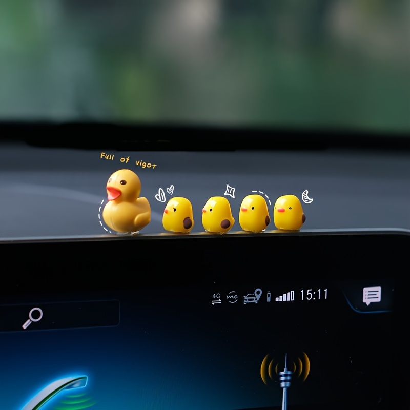 

5pcs Mini Cute Yellow Chick Dashboard Ornament Car Interior Decor Abs Resin Room Decoration Accessories