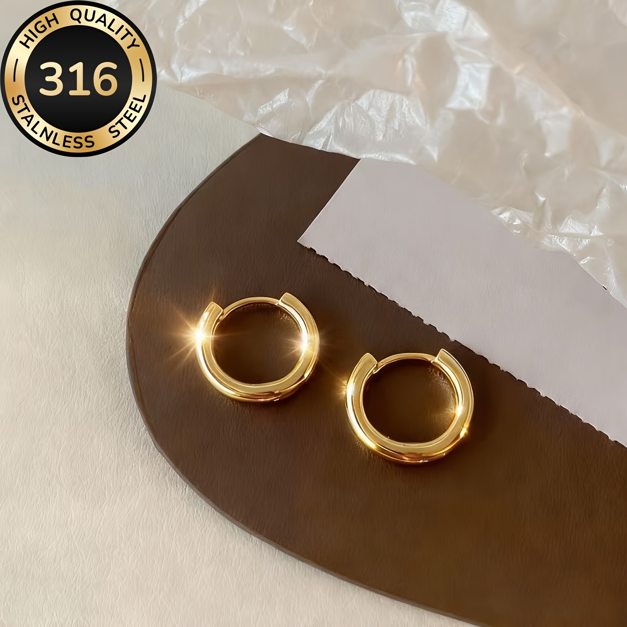 E-shop Hochwertige, hypoallergene goldene Ohrringe aus 316 Edelstahl, 18K vergoldet, farbecht, minimalistisch elegant, vielseitig für & Party,