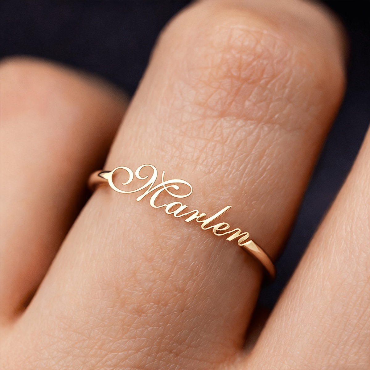 TEMU 1pc Women's Elegant Custom Name Ring; Ring Sizes 6, 7, 8, 9, 10; Personalized Stainless Steel Nameplate Ring; Custom Jewelry; Women's Finger