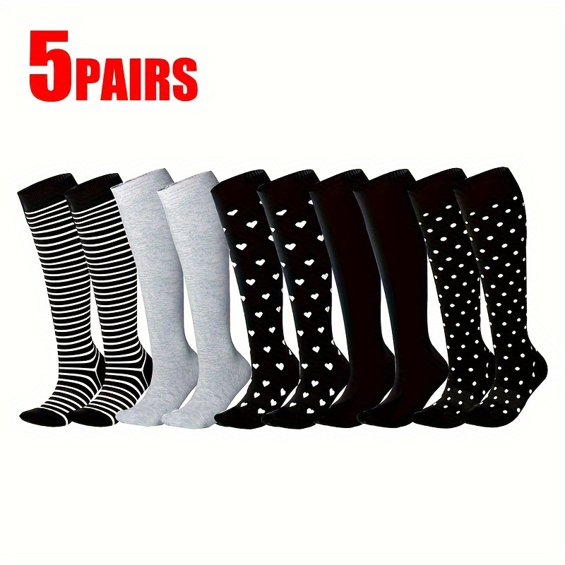 

5 Pairs Of Sports, Fitness, Pressure Socks, Running, Yoga, Socks, Anti Slip Calf Socks, Professional Muscle Long Socks, Fitness Jump Rope, Aerobics, Calf Socks, Sports, Pressure Socks