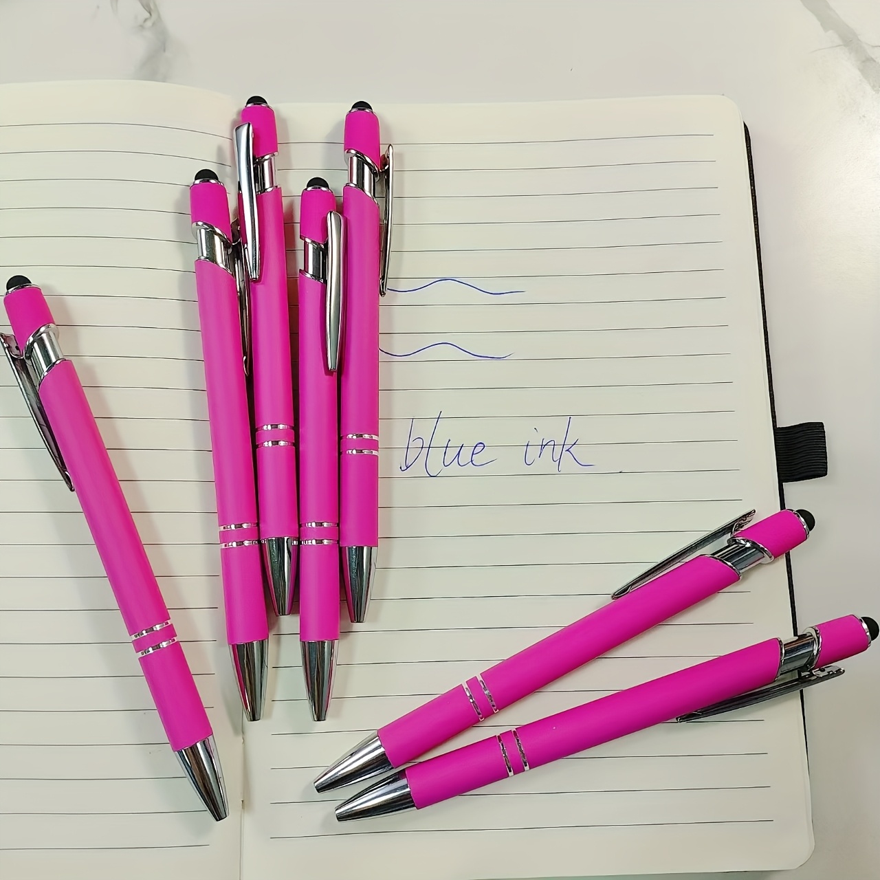 Image of 7pcs Blue Ink Ballpoint Pen With Stylus Tip 2 In 1 Stylus Ballpoint Pen Metal Pens Stylus Pen For Touch Screens School Office Coworkers, School Supplies, Back To School
