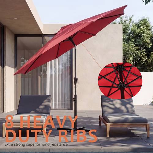 9 10ft outdoor patio umbrella with 8 ribs 73 2 sq ft shade adjustable angle ventilation