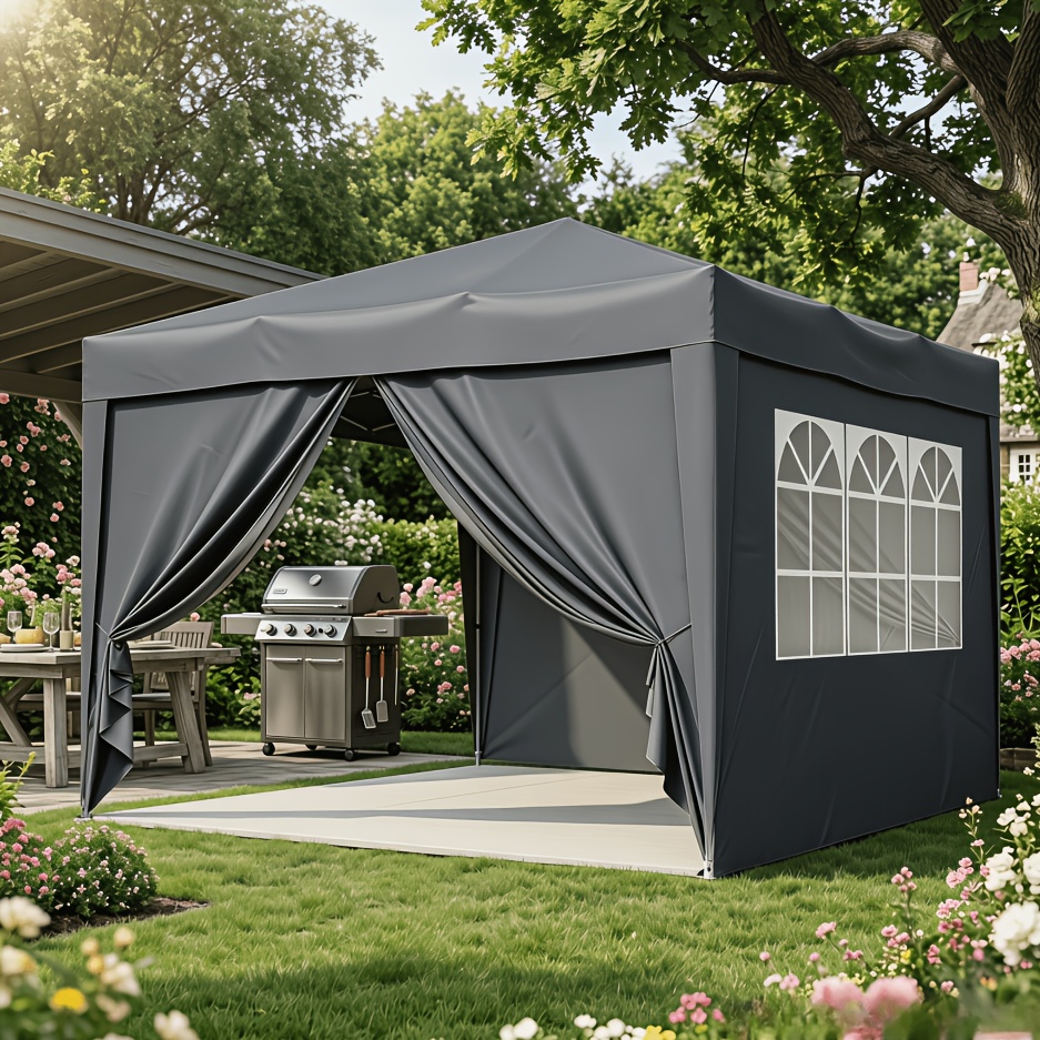 2.44 X 2.44m Outdoor Carport, Outdoor Party Tent, Patio Canopy Tent Gazebo With Removable Instant Event Carport For Events Wedding Birthday Beach Bbq