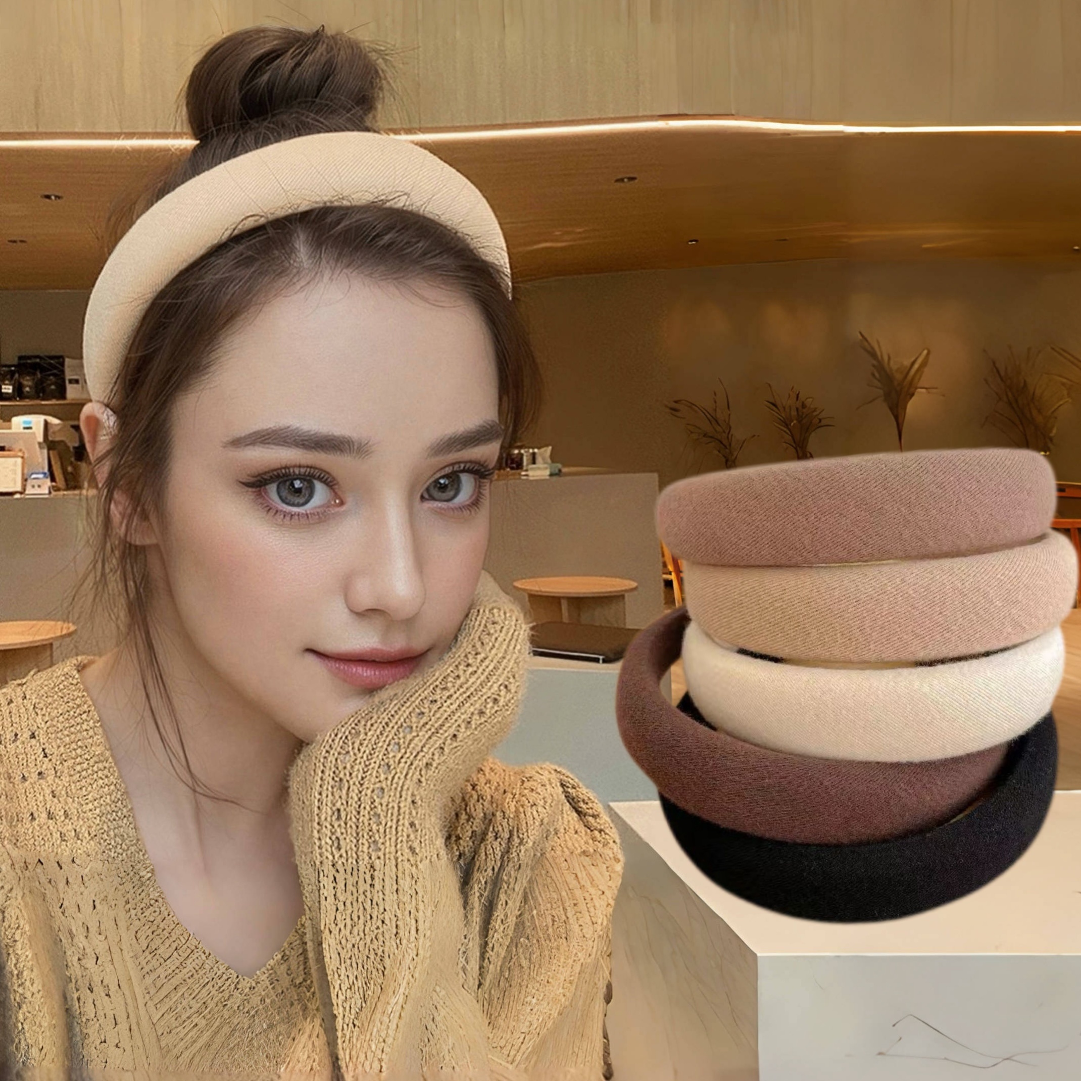 

3-5pcs Sponge And Hairpin Bun Headband