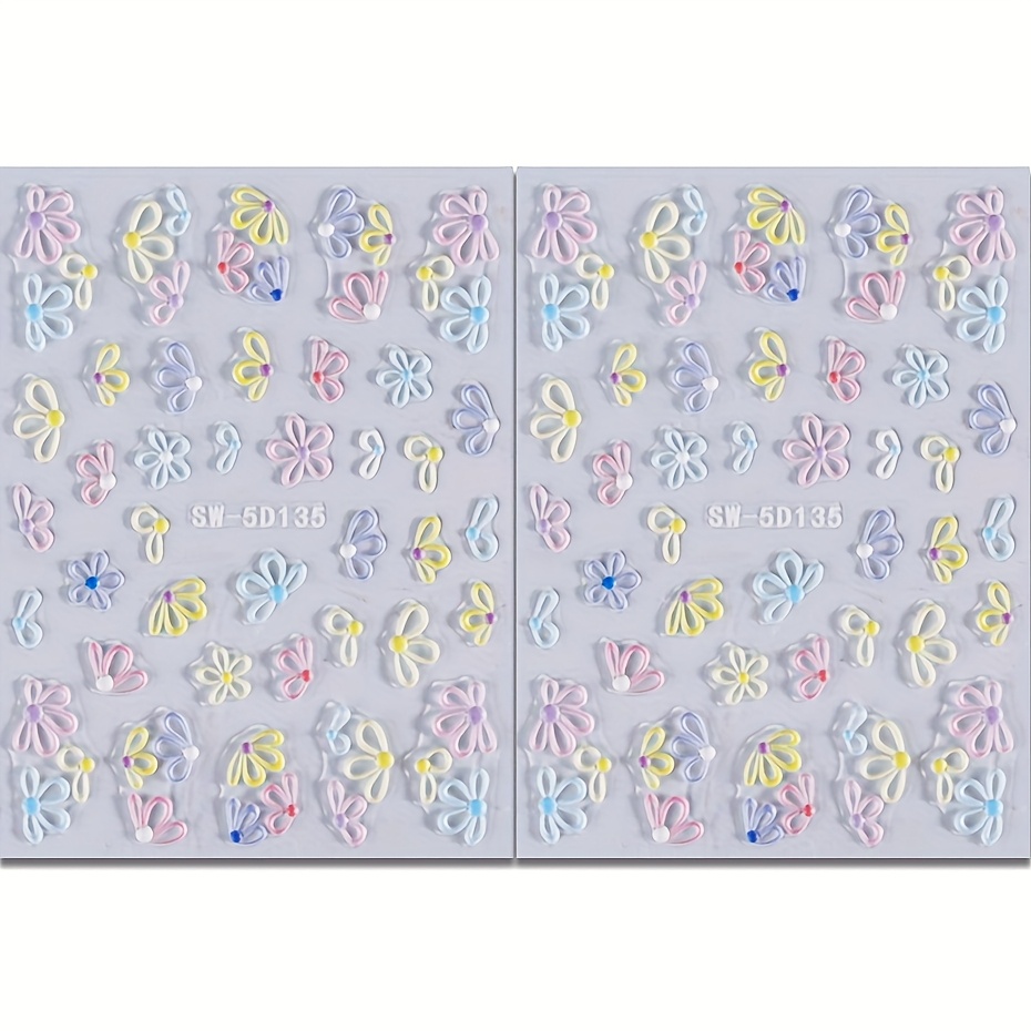 2pcs Of 3d Embossed Hollow Flower Nail Stickers Sw-5d135
