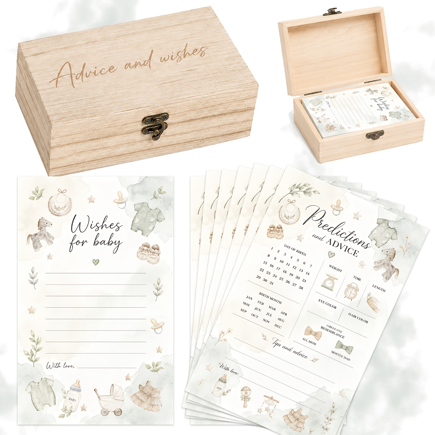 TEMU 51pcs Baptism Party Prediction Cards, Cards For Expectant Parents