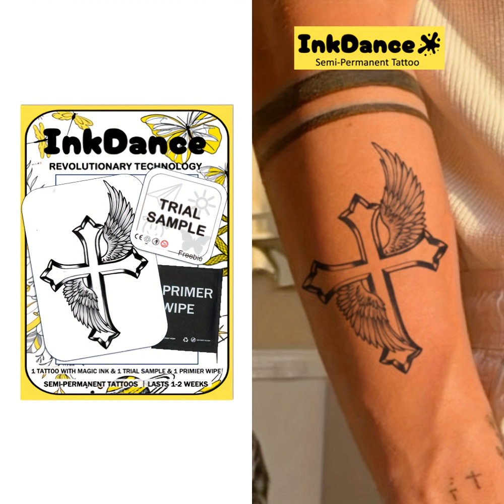 angel and cross tattoo sold on Temu Philippines, image size:1000x1000