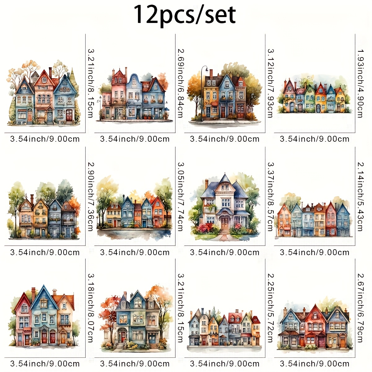 TEMU 12 piezas de pegatinas de transferencia de divertidas - Vinilo DTF, diseños coloridos y pintorescos para ropa, manualidades y proyectos DIY,