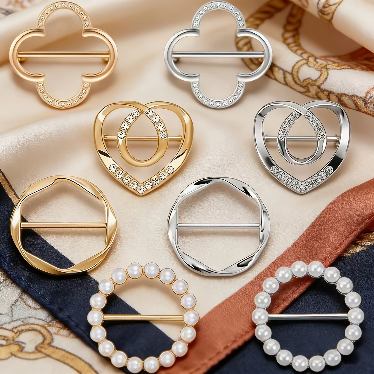 8pcs scarf clips stylish t shirt collar pins suitable for womens clothing corner ties round scarf knot fasteners loose fit garment scarf clasps for shawls and sweaters