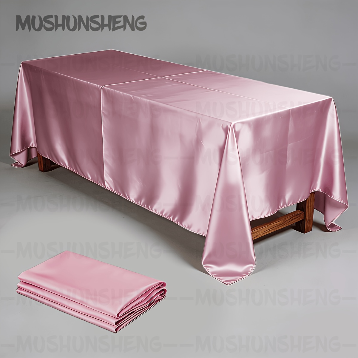 TEMU 1pc Solid Color Rectangular Satin Tablecloth, Elegant Rectangular Table Cover, Suitable For Indoor/outdoor Use, Ideal For Weddings, Banquets,