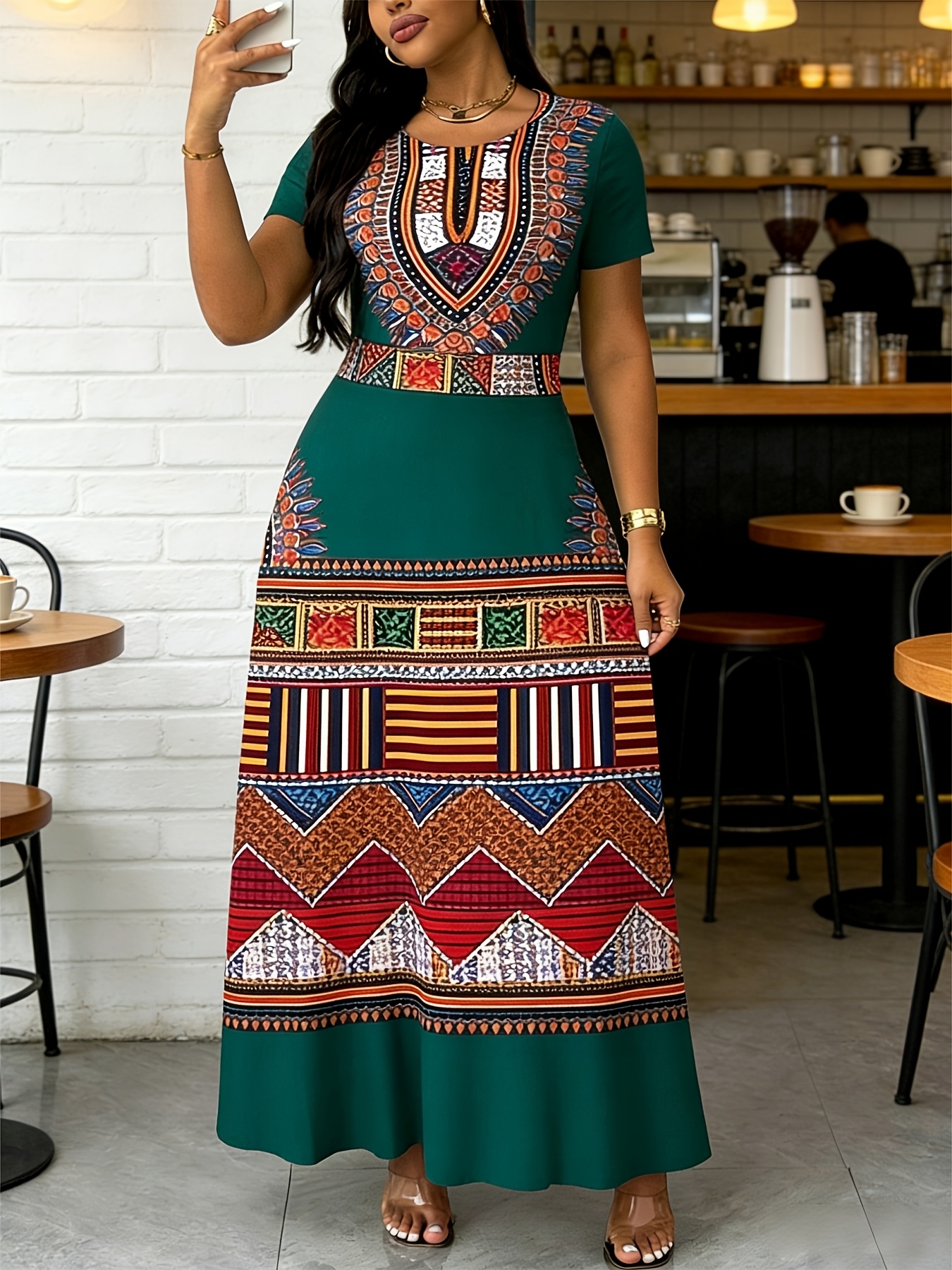 white christmas dresses Colored Leaves African Print Maxi Dress Xs