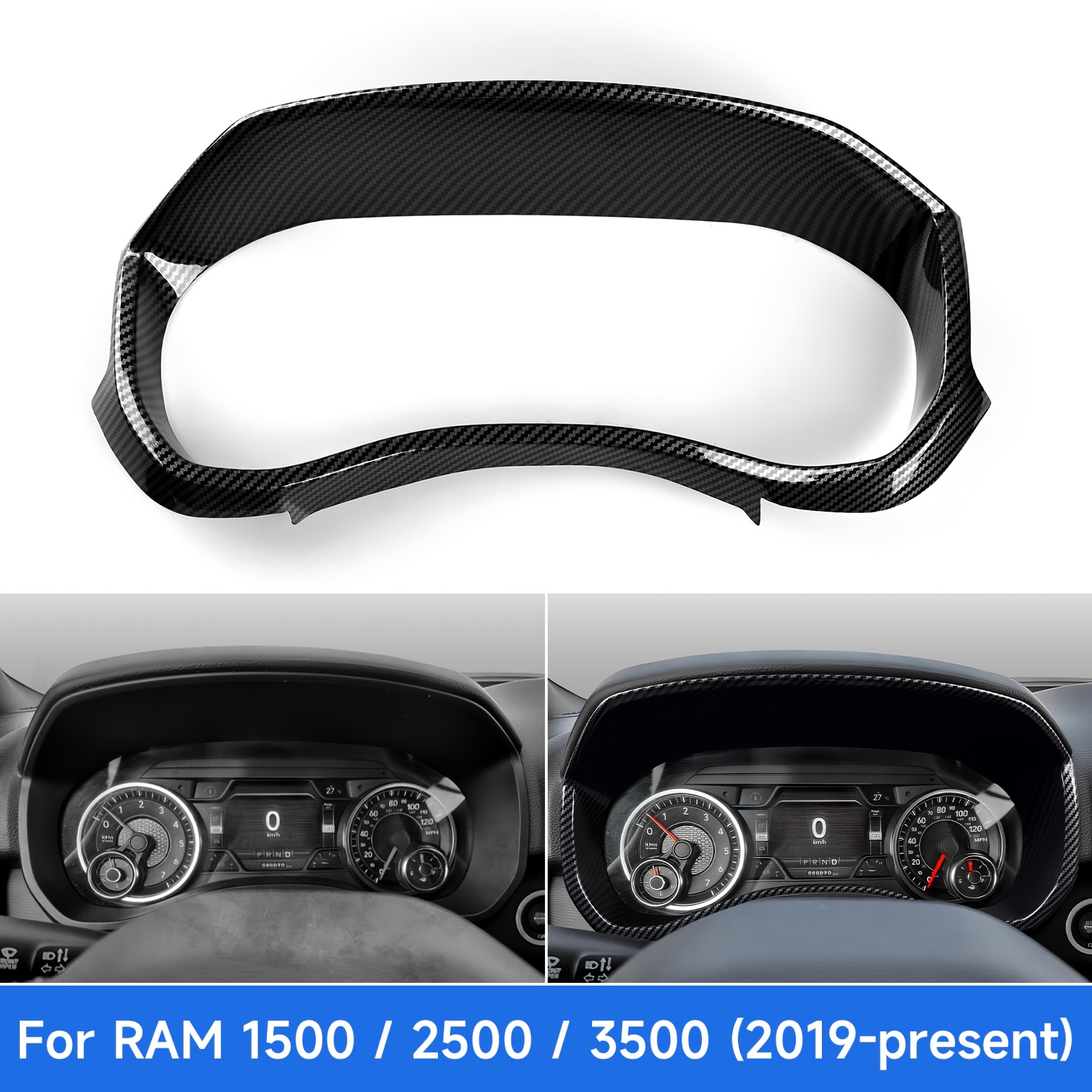 Carbon Fiber Interior Sticker Set Kit. Car Dashboard Speed Display Panel. For For 1500 2500 3500 (2019-present) Abs Trim Additions