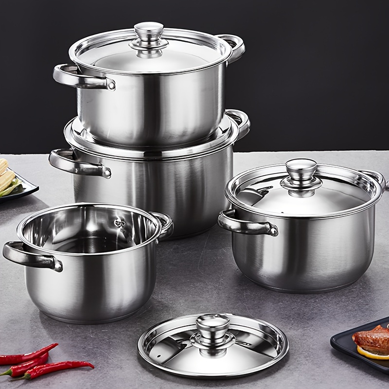 

4pcs Steel Cookware Set, 3.6kg, And , -, 3- , Compatible All , For Eid, Easter, Camping, Cooking, Restaurant & Use