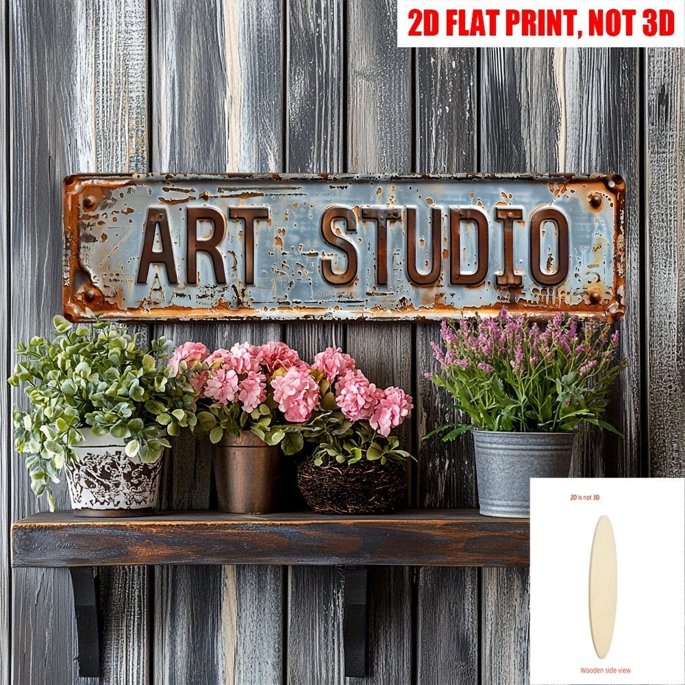 TEMU 2d Flat, Vintage "" Wooden Wall Sign - Wood Board With Distressed Blue-gray, Retro Suitable For, Easy-to-hang -free Decoration Suitable For