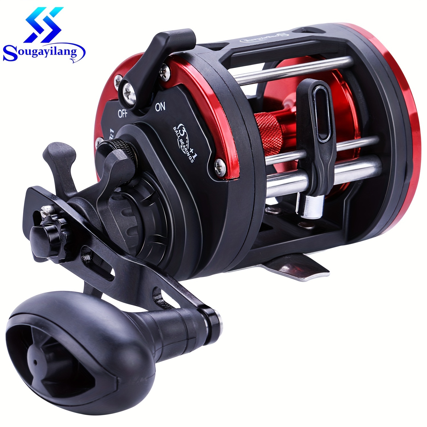 

Sougayilang Baitcasting Reel Trolling Drum Fishing Reels Hand 3+1bb Max Drag 28kg Saltwater Trolling Drum Fishing Reel