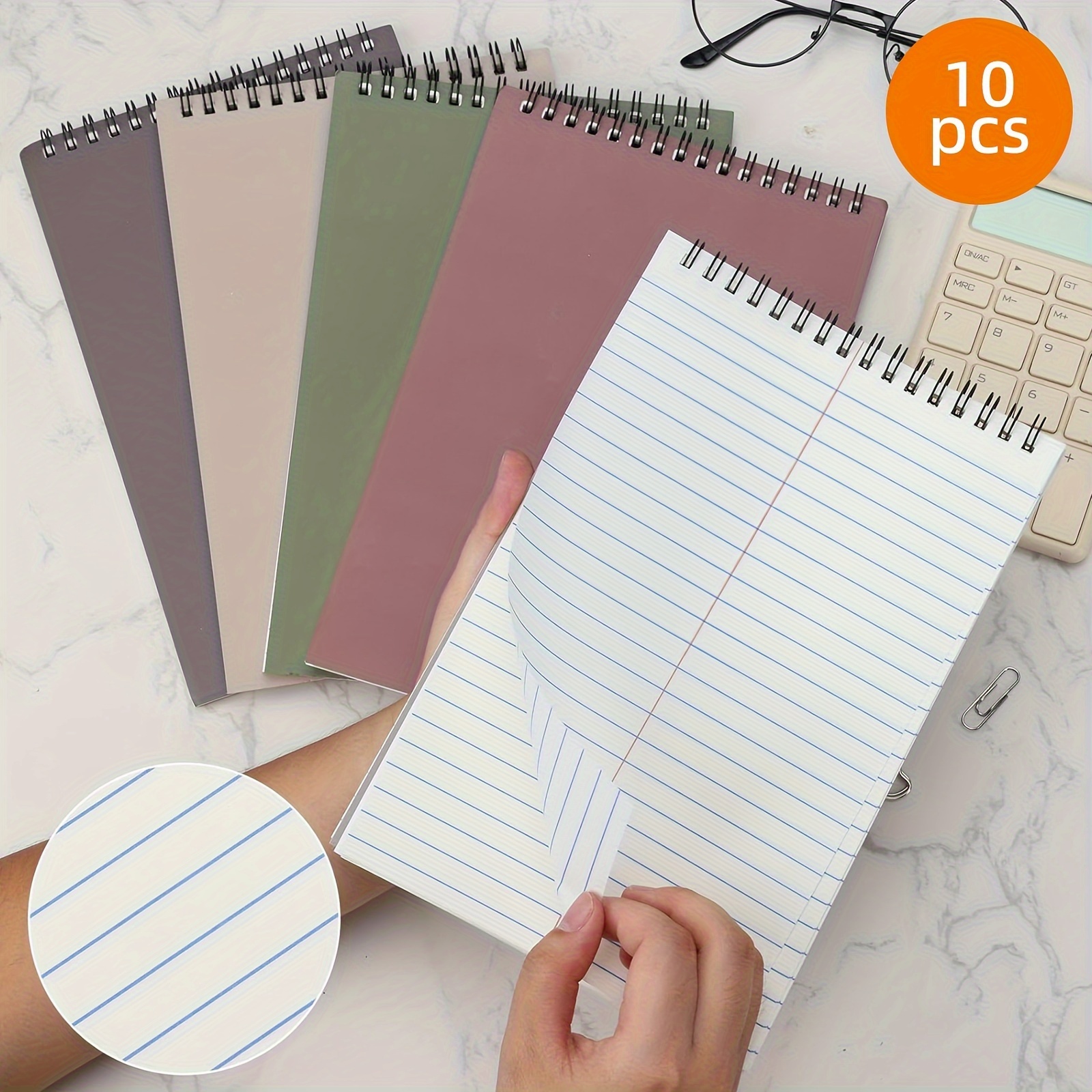 

10 Pack Colored Covers Notebooks With Double-sided Paper, 160 Pages, Ruled, , Top Spiral Steno Pads, 6x9 Inches, Steno Notebooks For Notes In College, Travel, Office