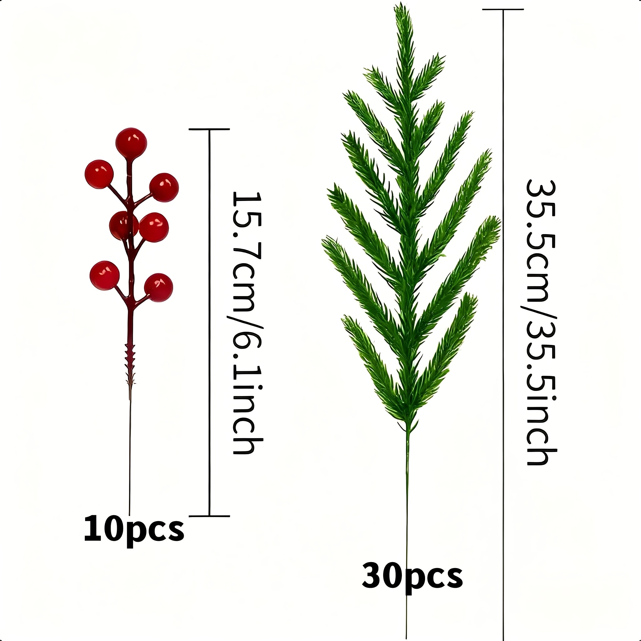 Image of Synthetic Branches Of Norfolk Pine That Closely Actual Pine Trees, Featuring Needles And Red Berries, Perfect For Christmas Decor, Filling Vases, Suitable For Indoor And Outdoor Settings