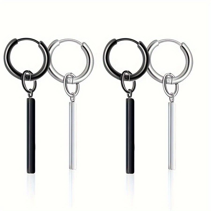 Image of Fashionable And Personalized Anti-allergic Stainless Strip Long Earrings, Versatile For Daily Use, Suitable For Men And Women