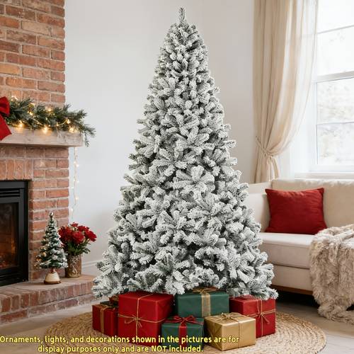 7ft 4ft flocked christmas tree artificial pine tree incandescent full snow flocked white xmas tree foldable metal stand