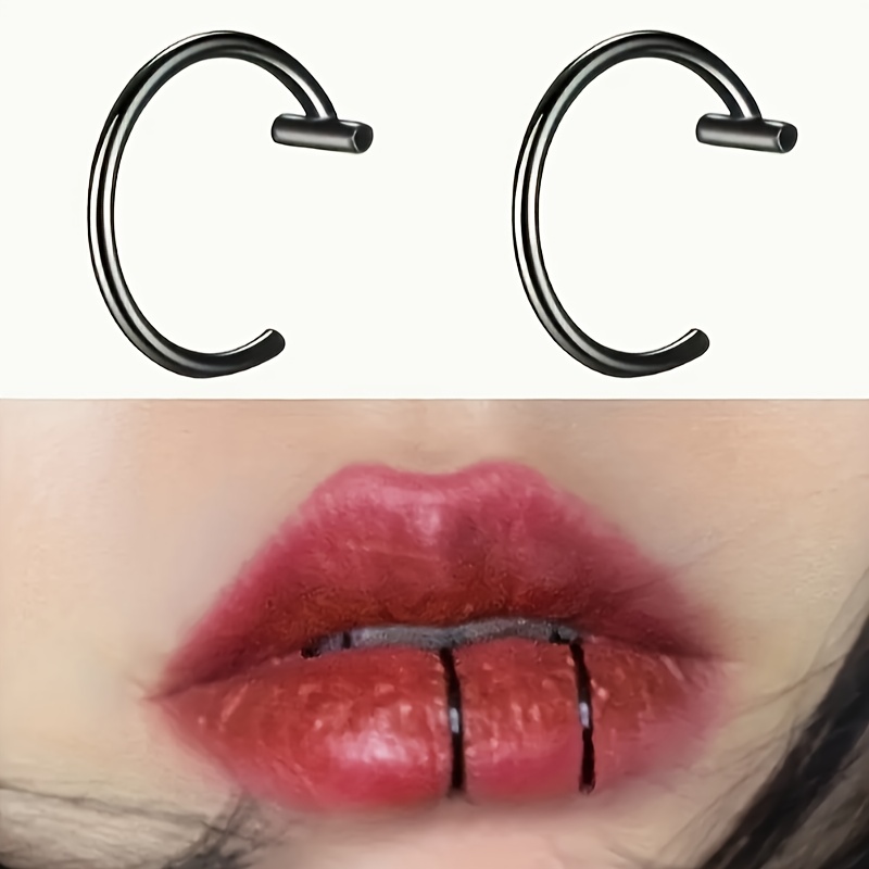 2pcs Minimalist Punk Style Non-Piercing Lip Rings, Unisex