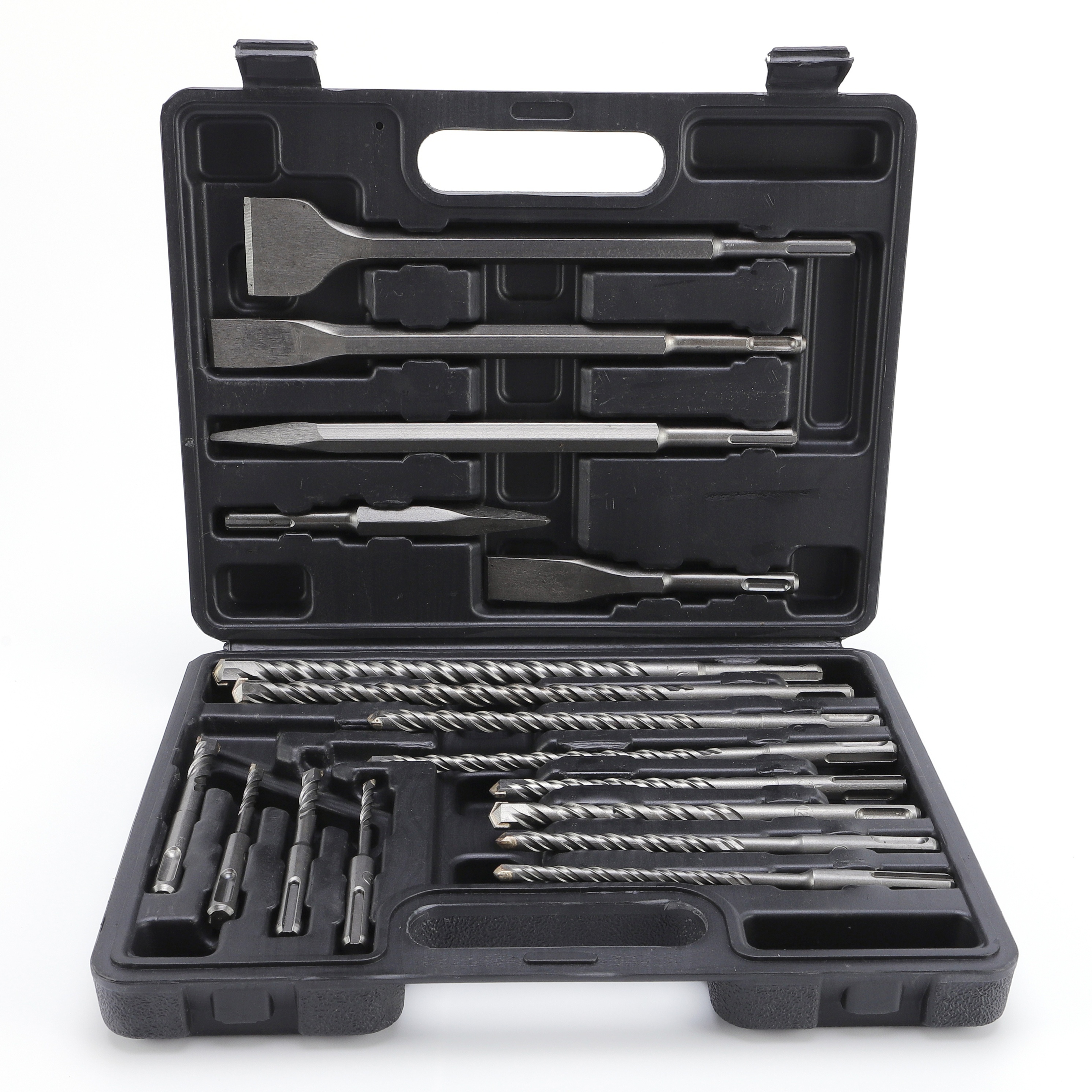 Image of 17-piece Sds Hammer Drill Bit And Chisel Set, Sds Plus Carbide-tipped Concrete Masonry Hole Tool Drill Bits And Chisels Set For Concrete, Stone, Brick, With Portable Storage Case