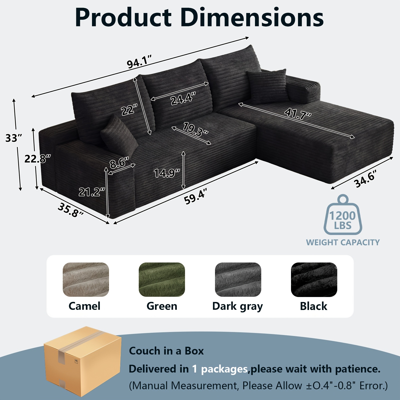 94.1" CONTEMPORARY MODULAR L-SHAPED CLOUD SOFA SET FOR LOUNGE - Plush Cushions, Design, Easy Assembly for Spacious Areas - Ideal for Living Rooms And Flats - Minimalist Aesthetic, Lightweight Furnishings, Home Decor 26 94.1