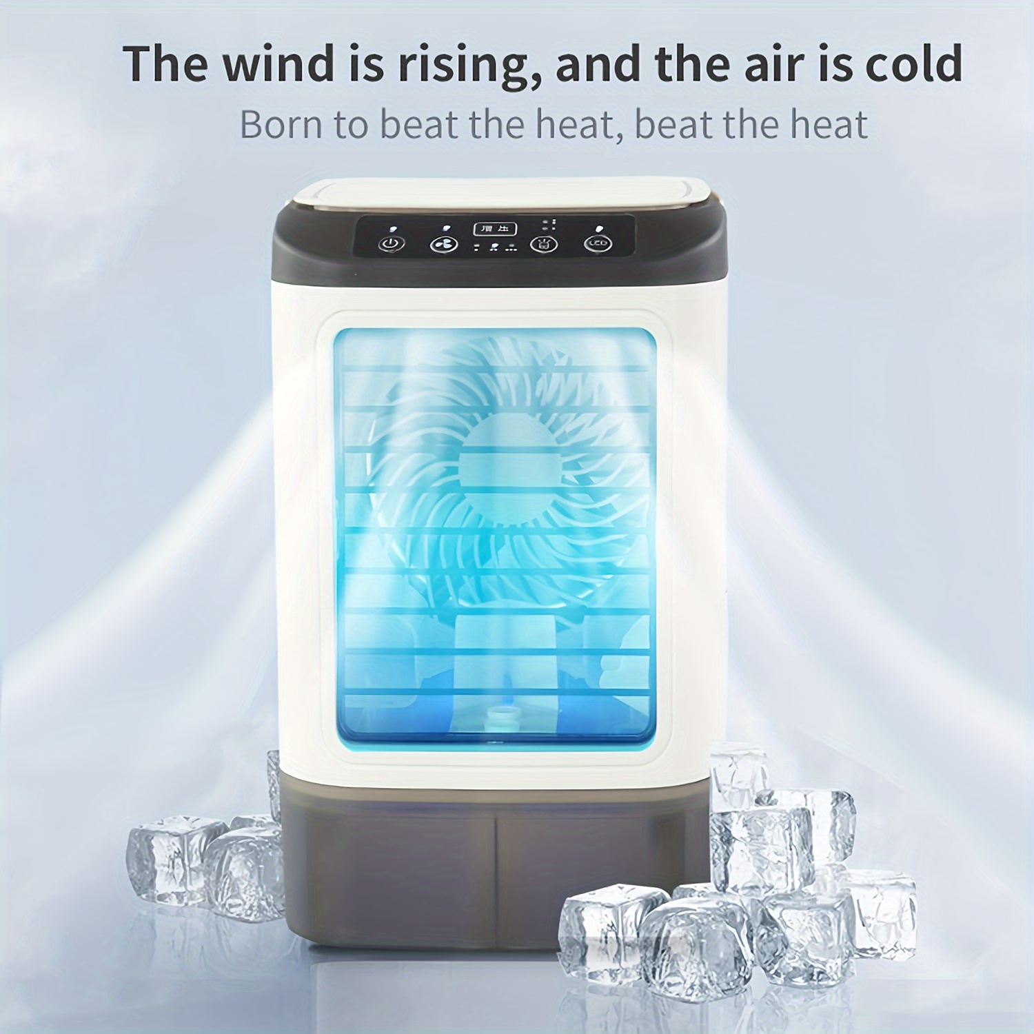 1pc Water-Cooled Portable Mini Air Conditioner, Summer Humidifying And Refrigerating Air Conditioner, Color-Changing Night Light, USB Super Large Water Tank, Vortex Supercharged Cooling Fan, Built-In Ice Box, Personal Home Use When Camping