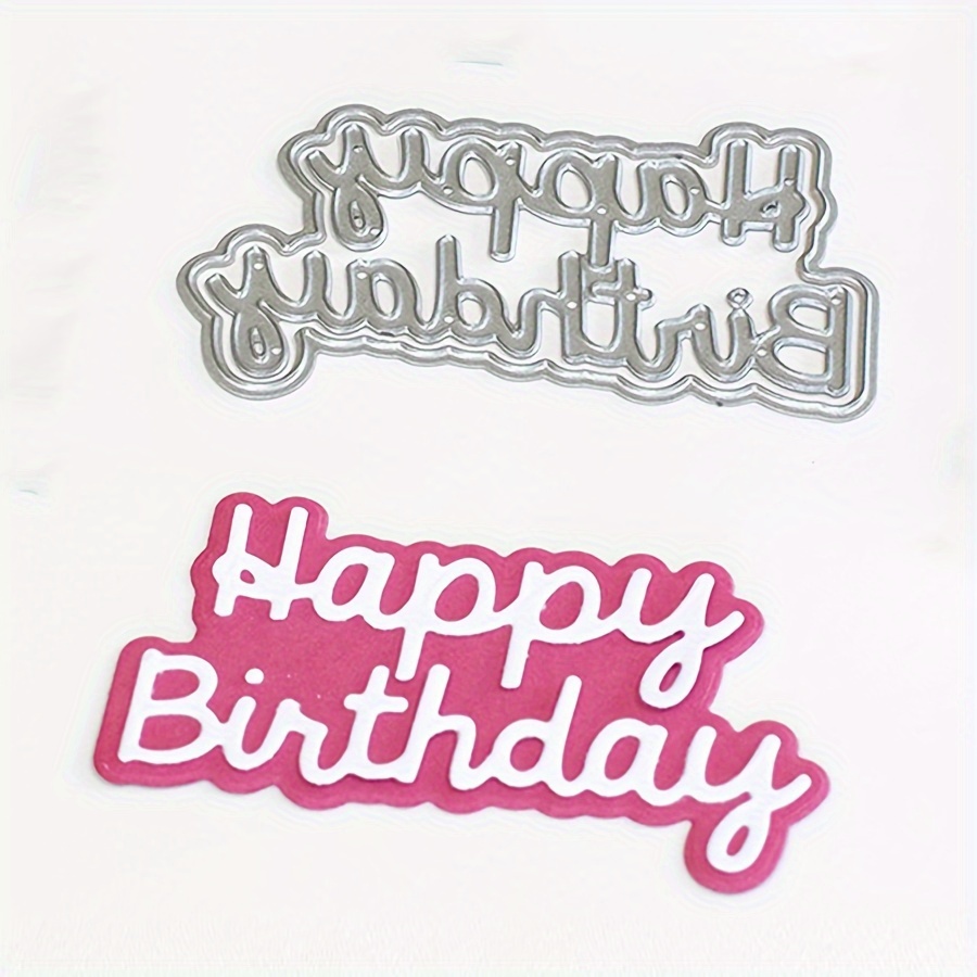 

Birthday Greeting Metal Cutting Dies, 1 Pc Silver Grey Die Cut Stencil For Diy Scrapbooking, Photo Album Decorative Embossing Paper Card Craft