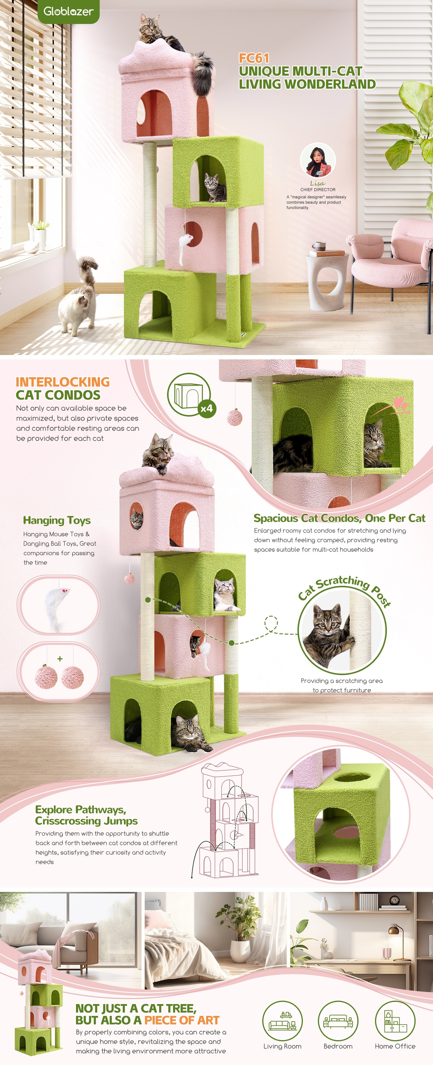 Fc61 Cat Condos Indoor Cats Large Adult Cat Tree Cat - Temu