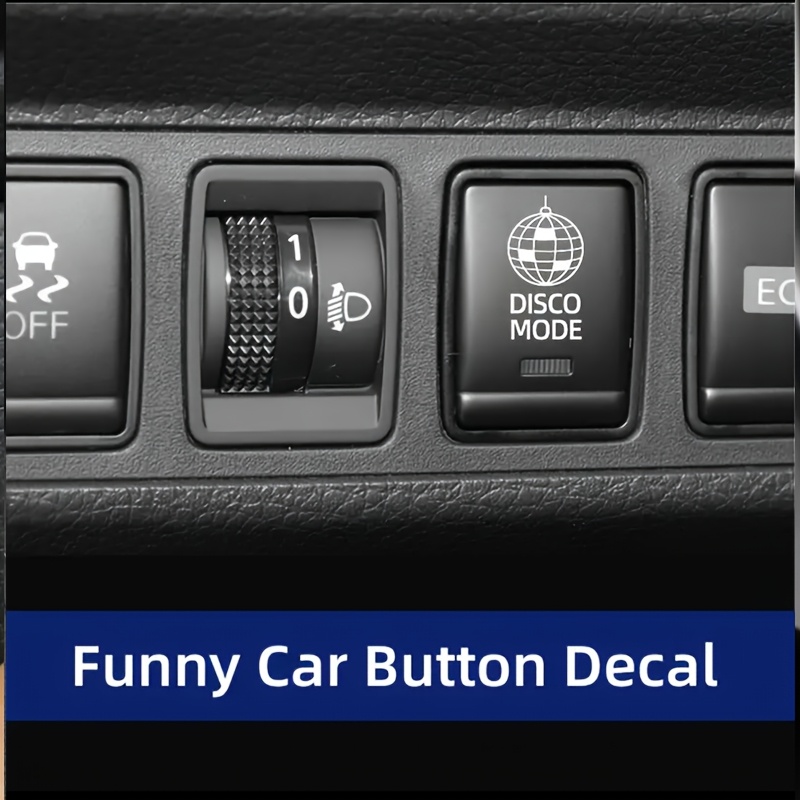 2pcs Car Decals, Disco Mode Stickers, Blank Button Stickers For Cars, Fun Car Stickers, Fits All Car Models, Start Button Stickers
