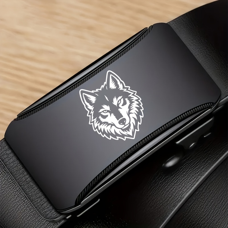 TEMU Men's Black And Golden Automatic Belt With Wolf Head Print Pattern, A Trendy Accessory For Commutes, A Versatile Belt For Multiple Business And