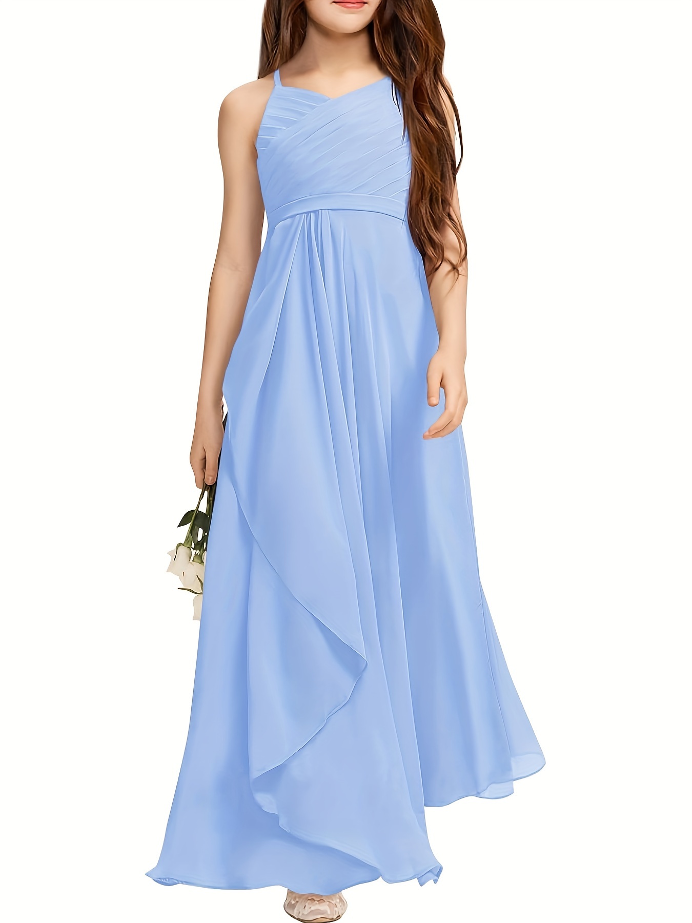 Floor Length Dress Girls Bridesmaid Dresses Cold Shoulder A-line