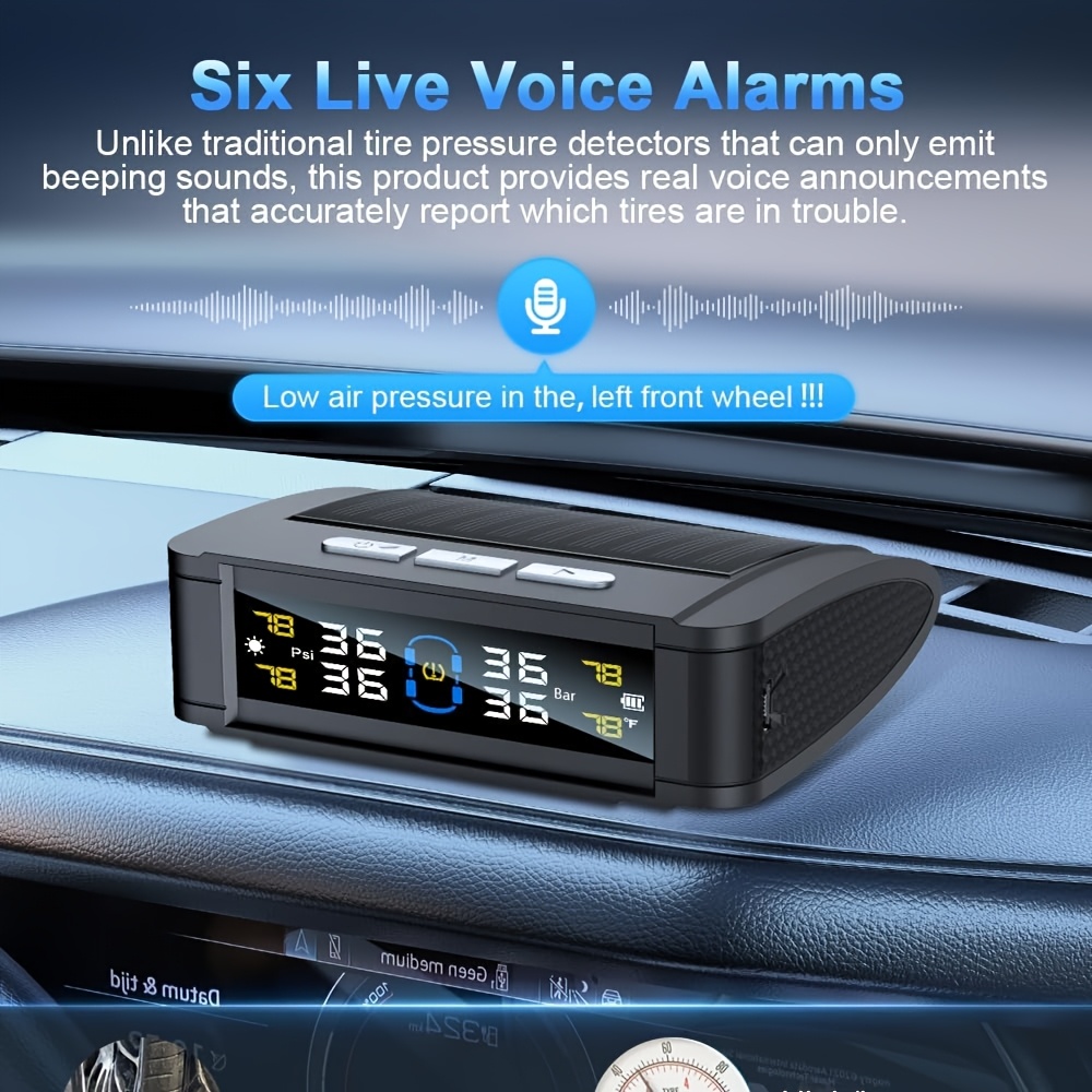 Solar USB TPMS Monitor with 4 External Sensors product detail image 1