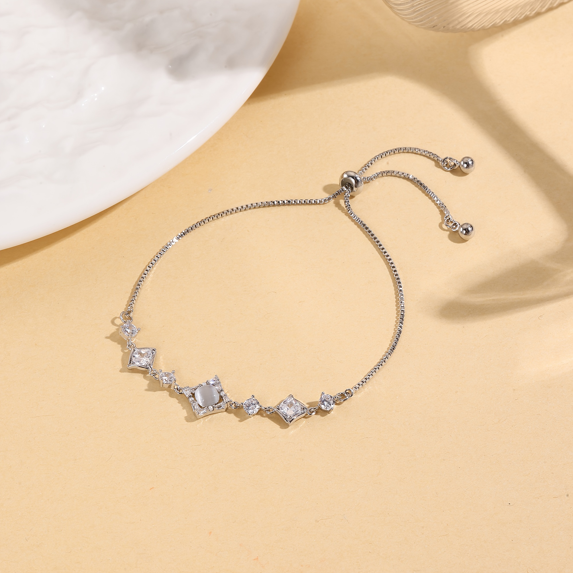 Women's 18K Gold-Plated Pull Bracelet with Cubic Zirconia