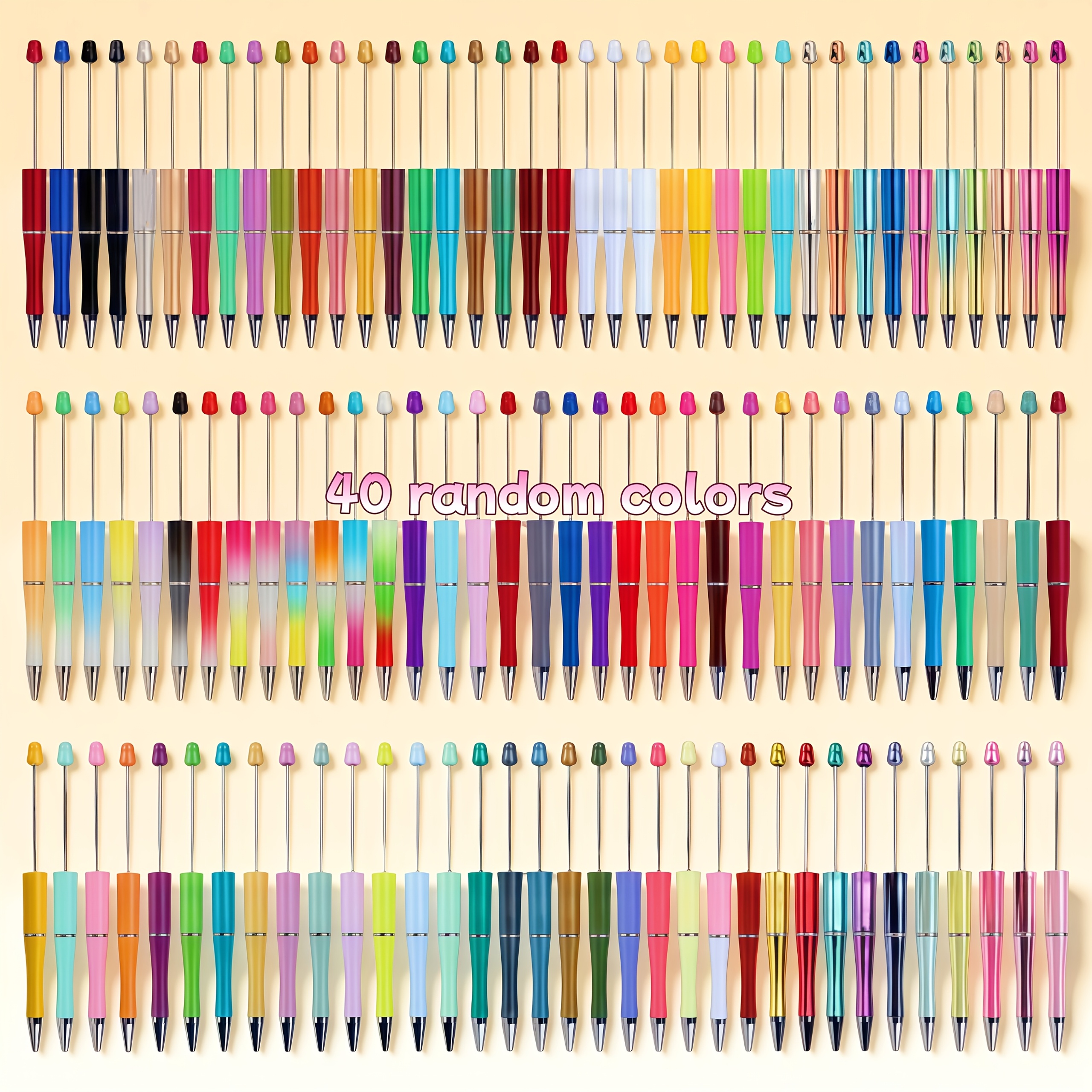 40 Explosions Beaded Ballpoint Pen Jewelry Production Kit Diy Pen Focus Beads Multicolor Random Diy Material Package Holiday Gift