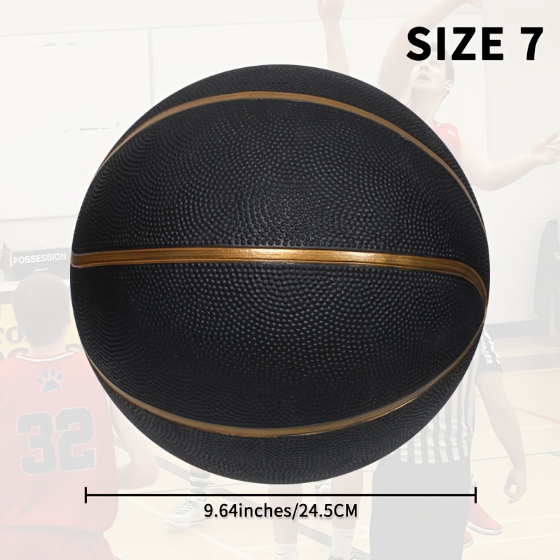 1pc, Black Rubber Basketball, Size 3/5/7, Indoor & Outdoor Competition Training Ball, Adult Sports Equipment, Team Sports Gear