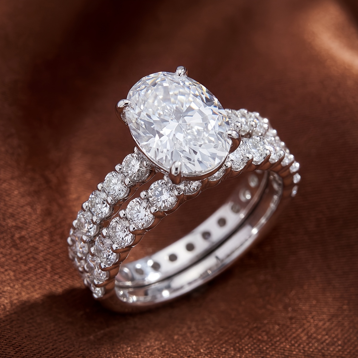 2pc Sparkling Teardrop-Shaped Ring Set, Elegant