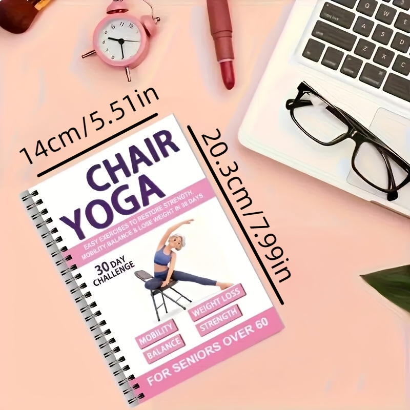 TEMU Guide de 40 pages pour le yoga | Cahier spirale A5, exercice à faible impact, activités et , séances d'entraînement douces de yoga , convient et
