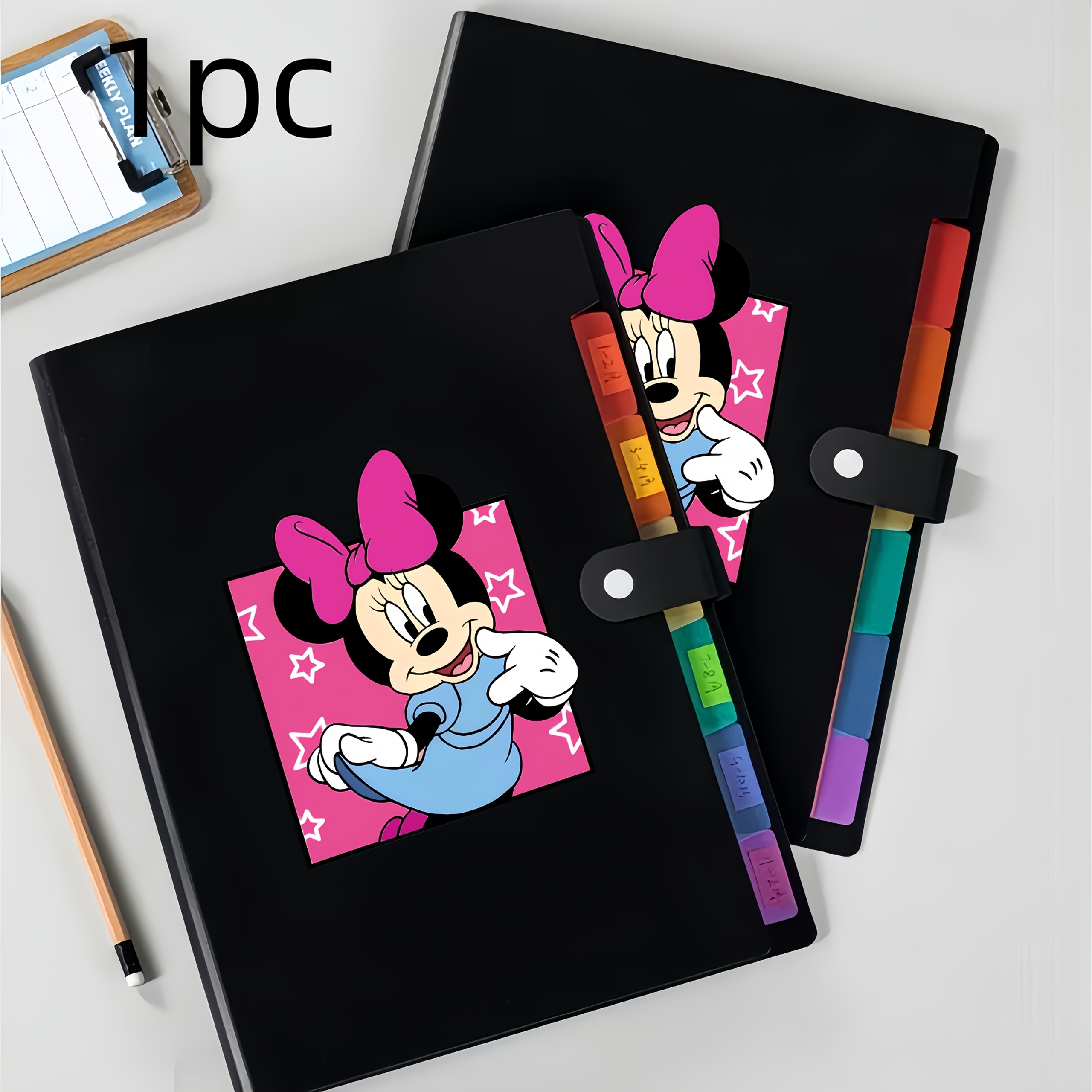 TEMU Pasta Multifuncional Minnie Mouse 1 , Pasta A4, Pasta Bolsos e Etiquetas, Pasta Expansível Tamanho Carta, Adequada para Armazenamento de Pastas