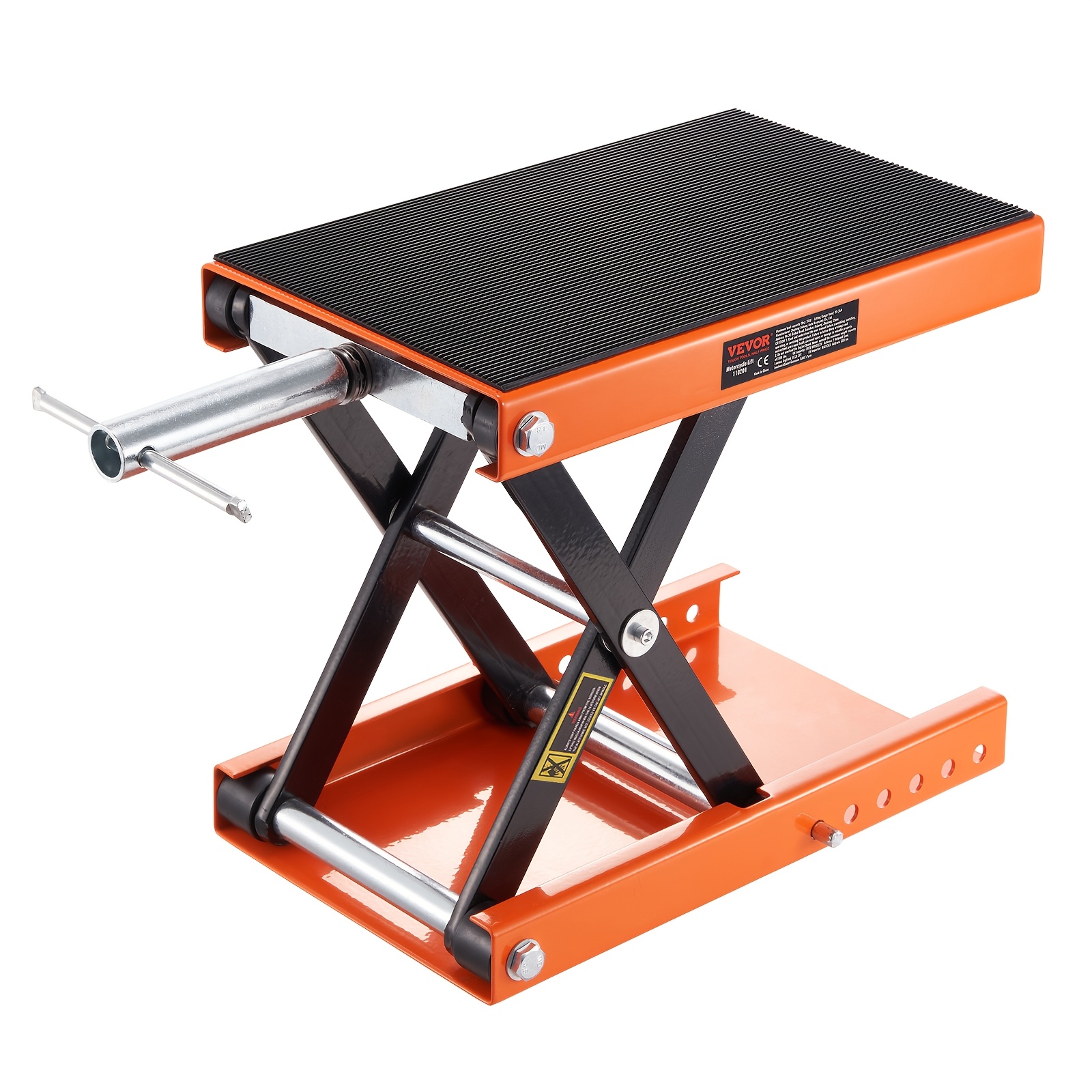 TEMU Happybuy Motorcycle Scissor Lift Jack, Of To 1100 , Features An Adjustable Deck And Safety Pin, With A Height Range From 3.7 To 13.8 Inches, Designed For Street, Cruiser, And Touring Motorcycles