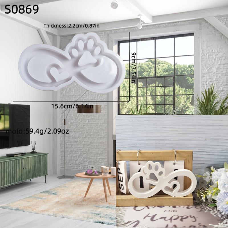 E-shop Harz-Silikonform, Hundepfote, Unendliche Liebe, 3D-Ornament-Silikonform, DIY-Kerzen-Silikonform, Gips-Ornament-Silikonform, Silikonform,