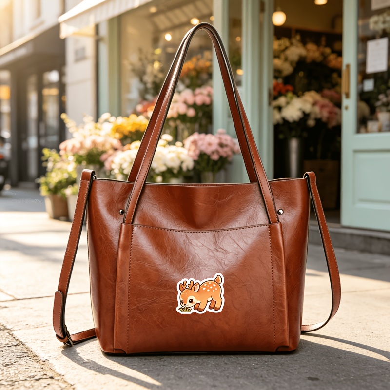 Women's Versatile Single-Shoulder Bag, Minimalist Design with Stickers