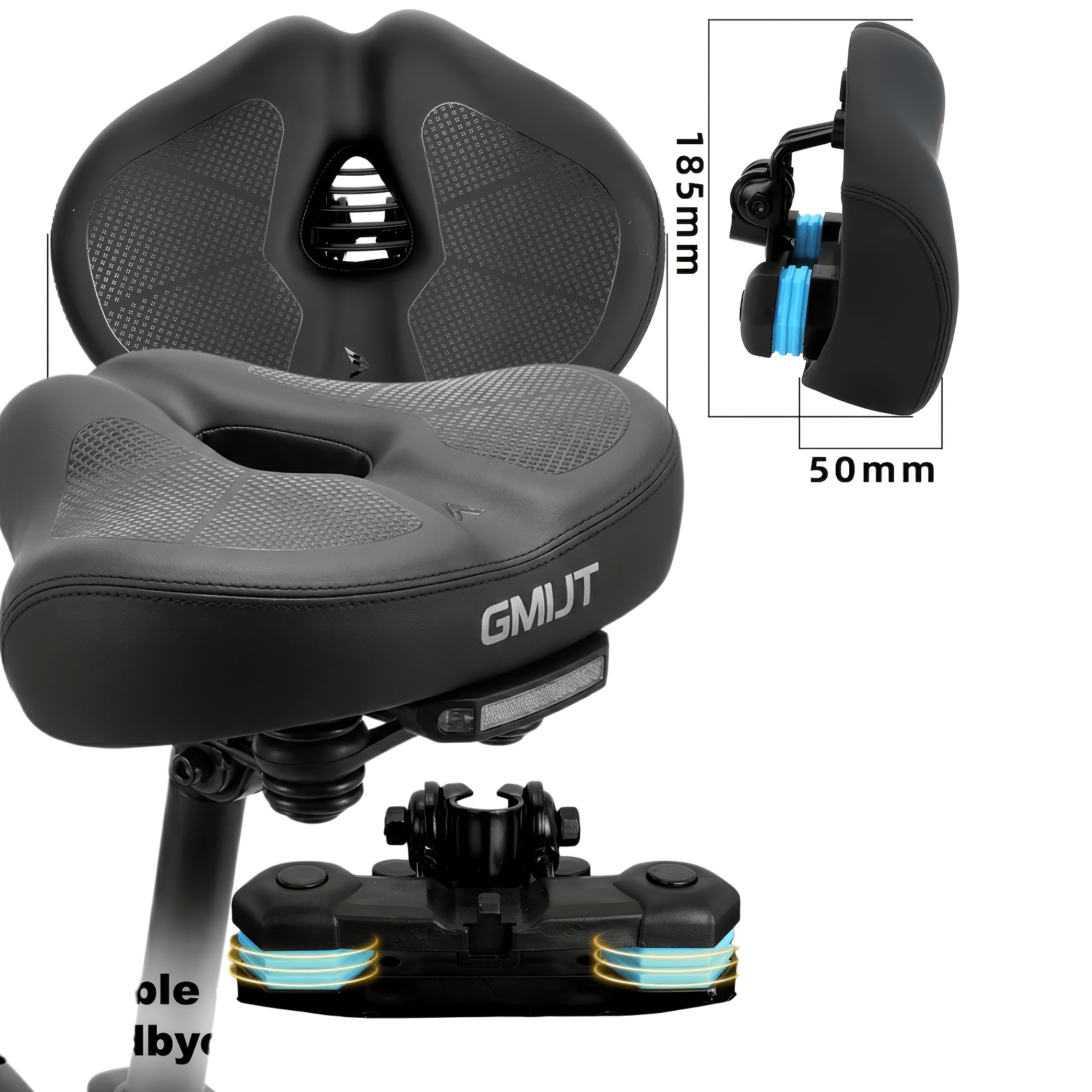 TEMU Comfortable Wide Bike Seat Replacement For Men And Women, Thick Bicycle With Breathable Waterproof Cushion, Universal Bike Seat For Mountain