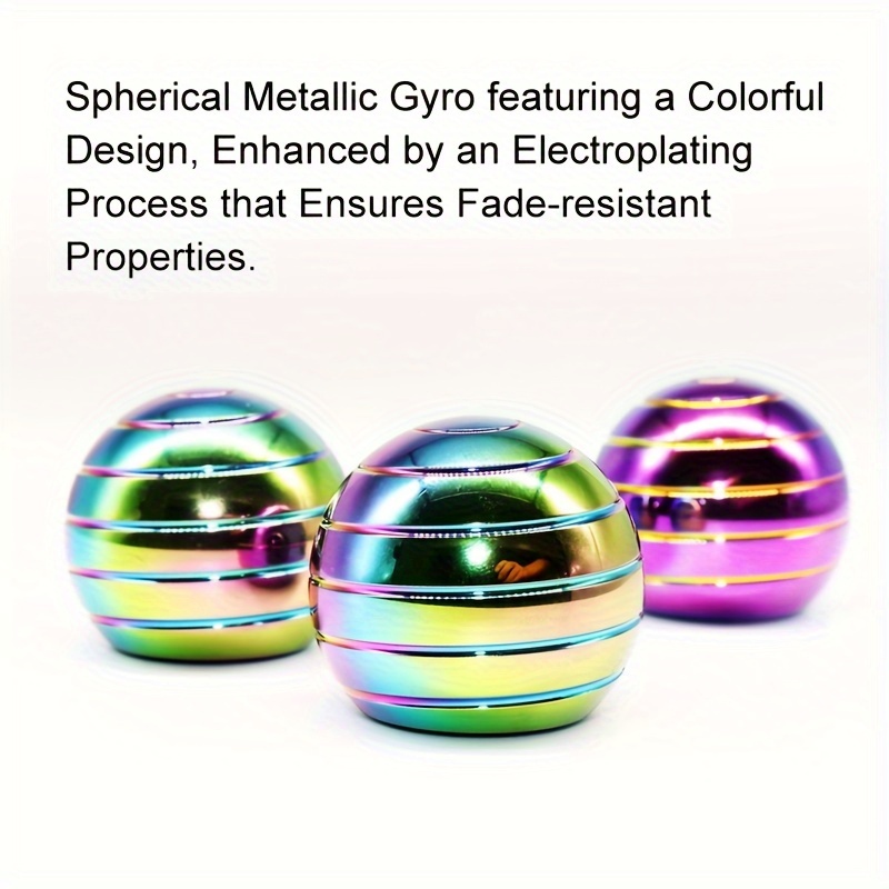 

Aluminum Alloy Colorful Sphere Desktop Spinner Gyro - Dazzling Metal Fidget Finger Gyroscope & Creative Office Desk Ornament