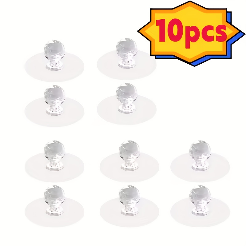 TEMU 10pcs Transparent Crystal Door Handles, Cabinet Drawer Door Handles, Self-adhesive Handles With Hooks, Decorative Door Handle Additions