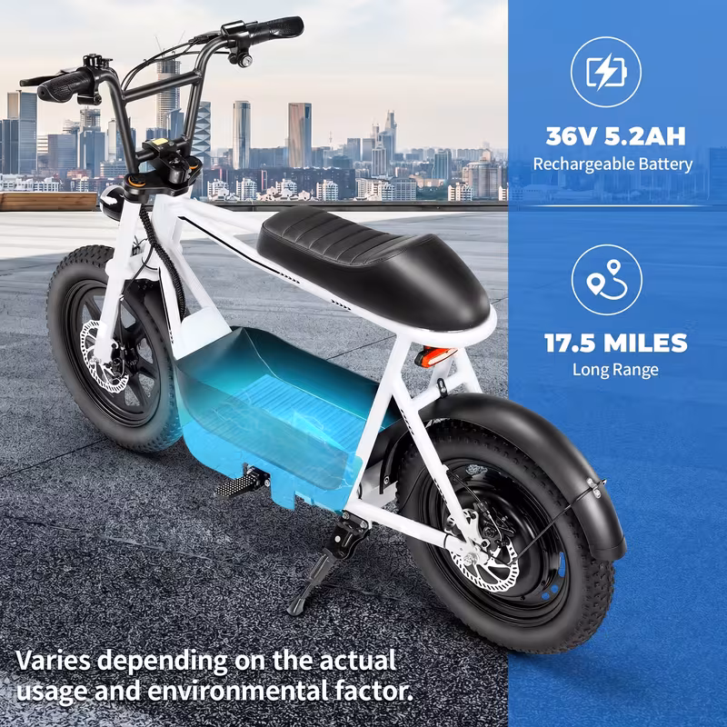 adults electric scooter electric off road scooter 350w fat tires 20 mph 17 36v 5 2ah large battery with lcd display and brakes with seat and basket 300lbs Product details 2