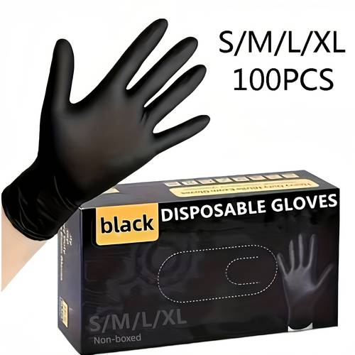 100pcs black nitrile disposable gloves suitable for home use suitable for nail dyeing dishwashing living bedroom bathroom toilet kitchen cleaning xl sizes non gloves