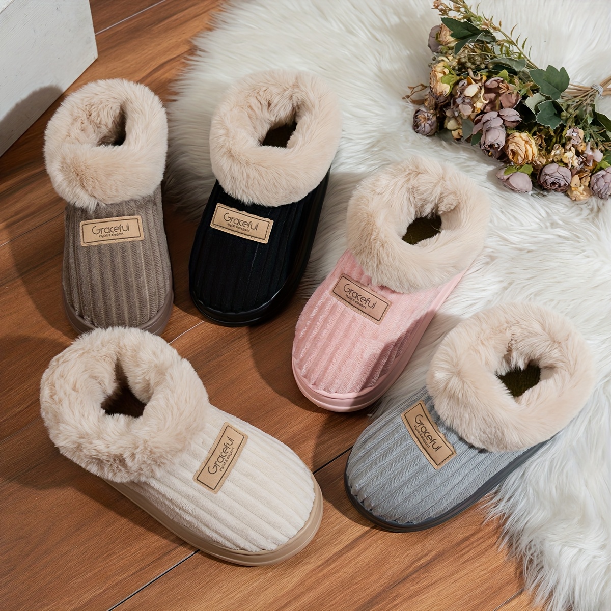 winter minimalist fashion indoor home comfortable warm thickened cold proof soft sole thick   short boots women shoes