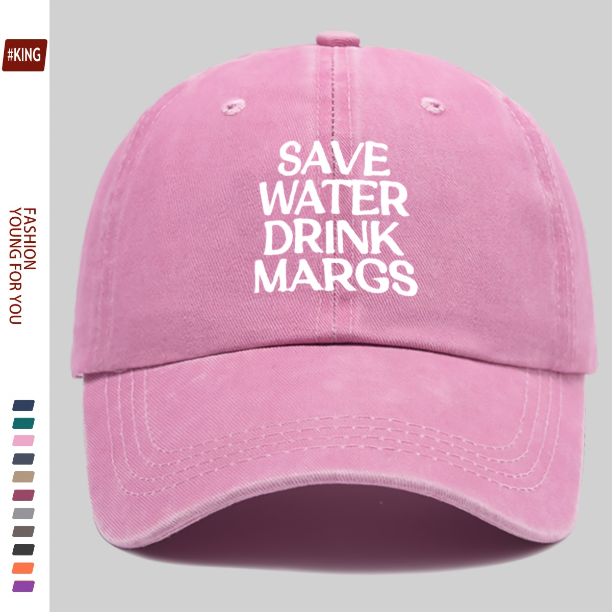 TEMU Adjustable Baseball - ", Drink Margaritas" Print, Soft & Breathable Polyester, Lightweight Dad Hat For Outdoor Sports, Fishing, Golf, Hiking,