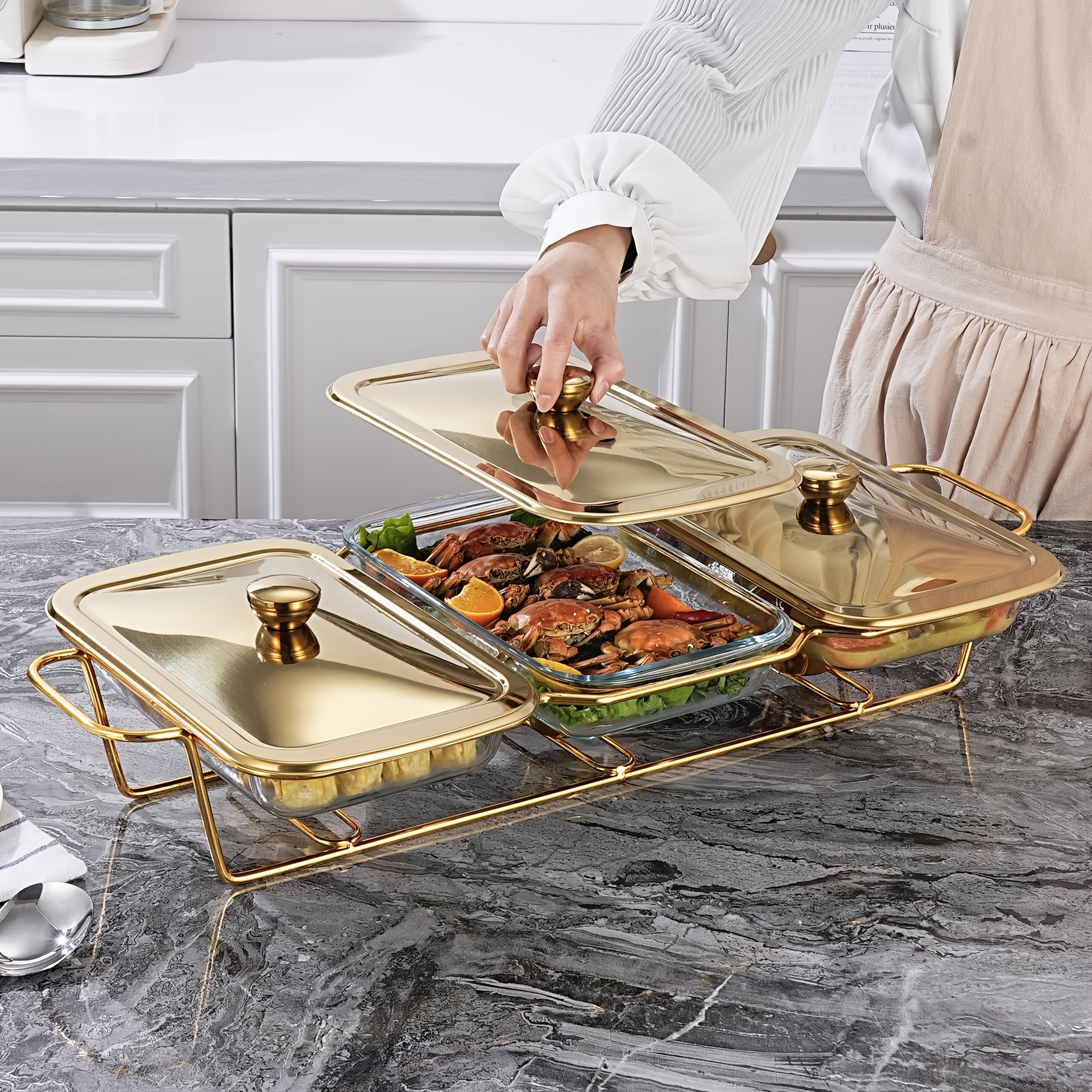 insulated food buffet with multiple compartments   alcohol stove for heating food warming buffet supplies for camping and picnics kitchen tools cooking equipment barbecue tools and accessories intended   for cooking Product details 3